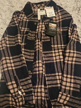 T.J.Maxx Pink and Navy Plaid Button Shirt Jacket